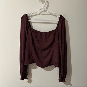 Abercrombie & Fitch Burgundy Square Neck Peasant Top Blouse